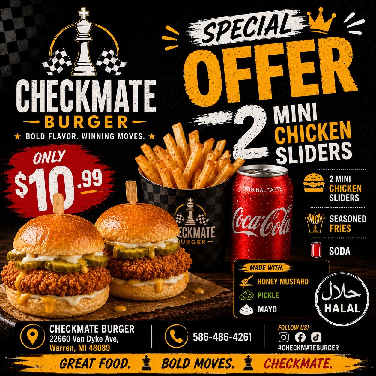 2 mini Chicken sliders meal.