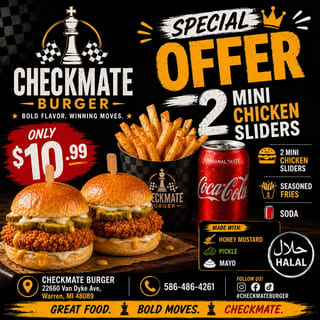 2 mini Chicken sliders meal