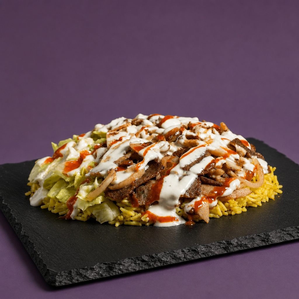 Lamb Gyro Rice Platter.